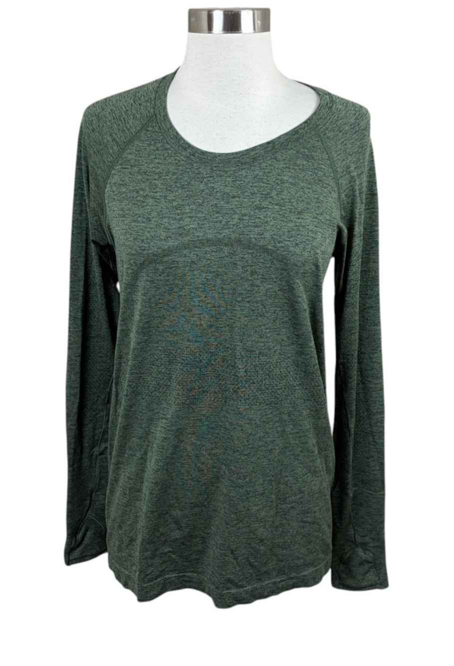 Lululemon Swiftly Tech Long Sleeve T-Shirt Top Size 10 Olive Green Athletic